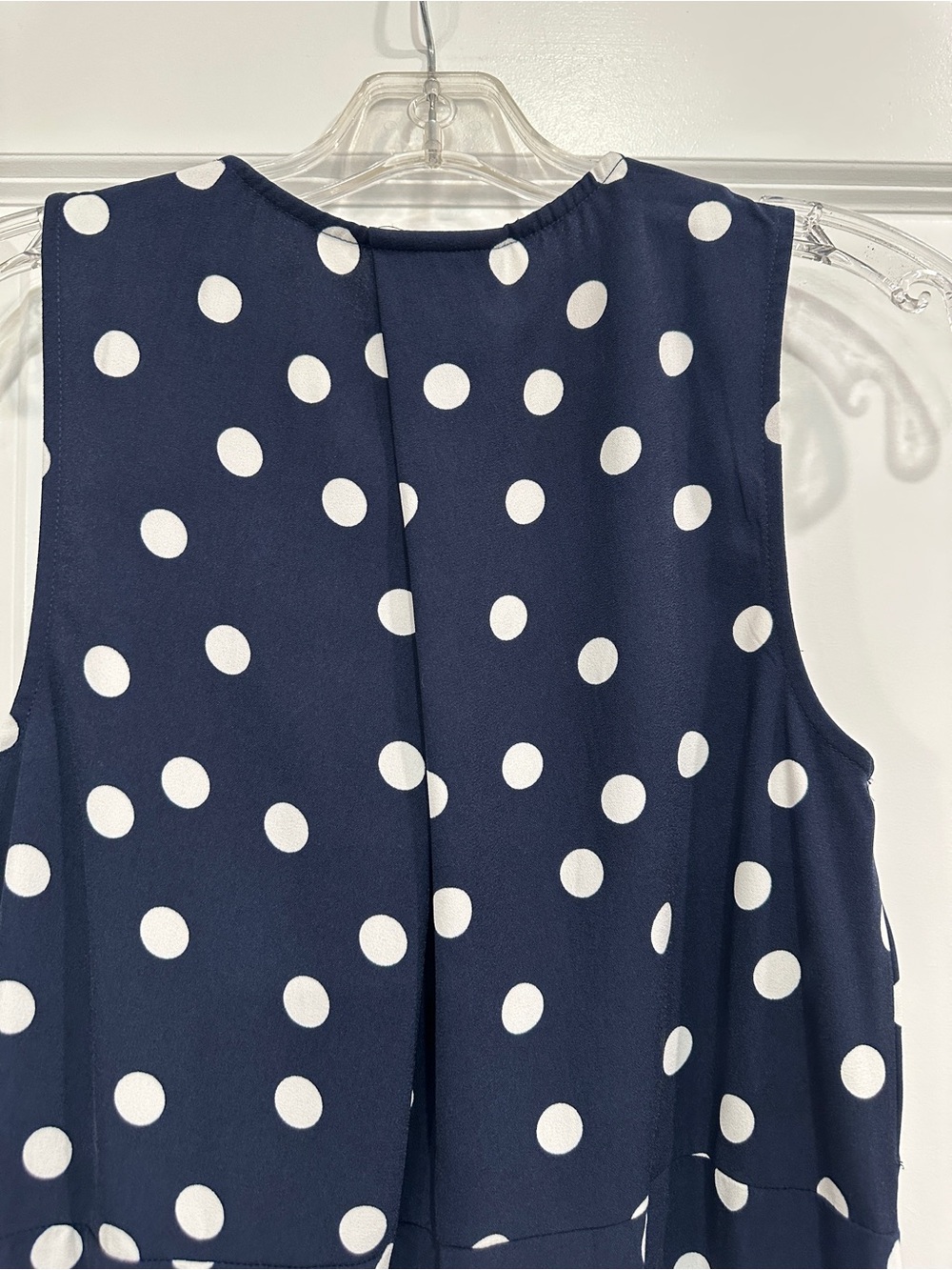 Sleeveless Navy Polka Dot Mini Dress - Picture 7 of 7
